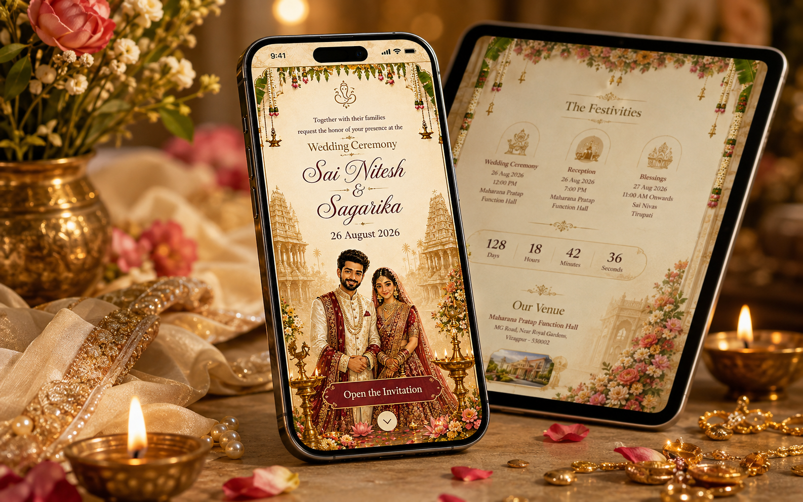 Interactive Sai Nitesh and Sagarika digital wedding invitation